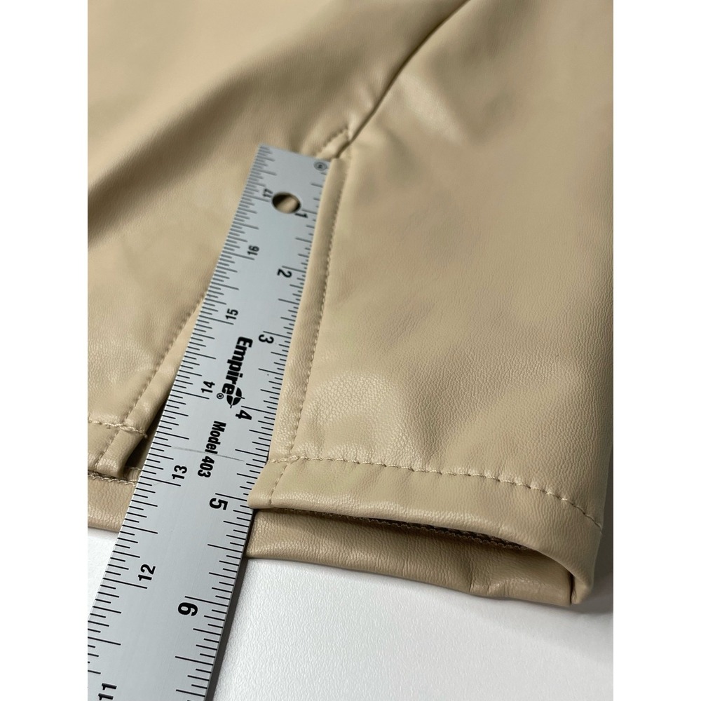Rewash Tan Faux Leather High Waisted Micro Mini Skirt Side Slit Bratz Rave  L - Picture 9 of 10